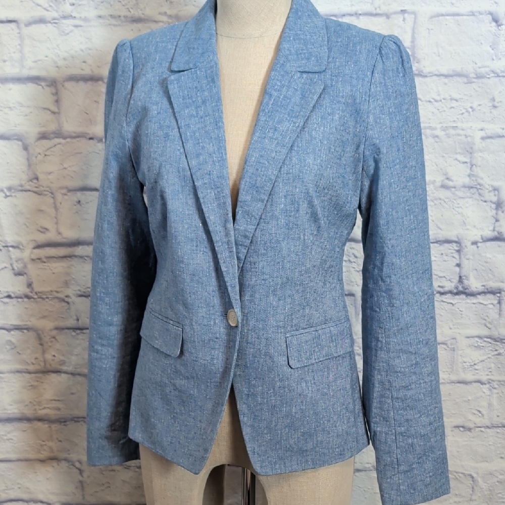 LOFT Chambray Blue Single-Button Blazer - Size 4